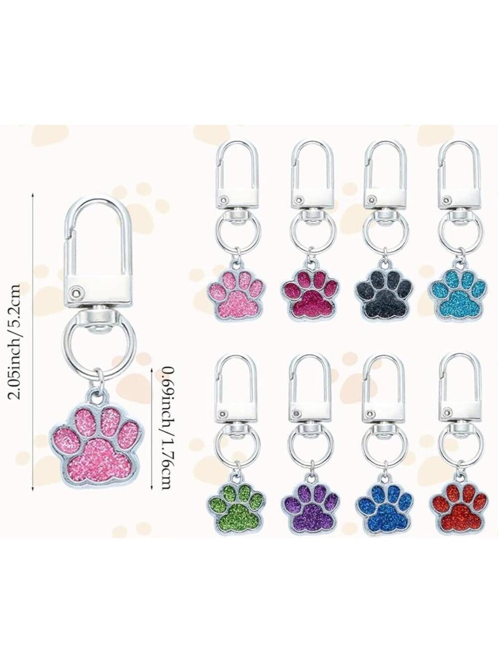 1 PC Dark Pink Keychain Paw Animal Print Bag Charm Glitter Glam Pet Gift New - Picture 2 of 5